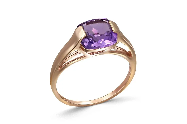 Кольцо из красного золота с аметистом