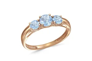 Кольцо из красного золота с 3 топазами sky