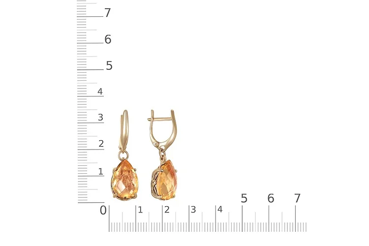 Серьги из красного золота с 2 цитринами