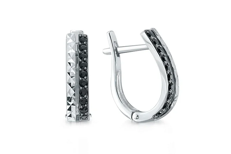 Серьги Дорожки из белого золота с 20 фианитами