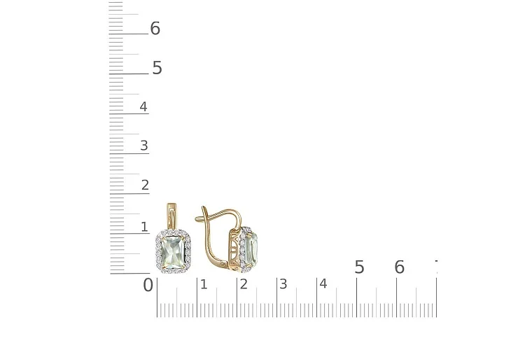 Серьги из жёлтого золота с 2 аметистами и 36 фианитами