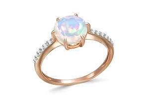 Кольцо из красного золота с опалом и 12 фианитами