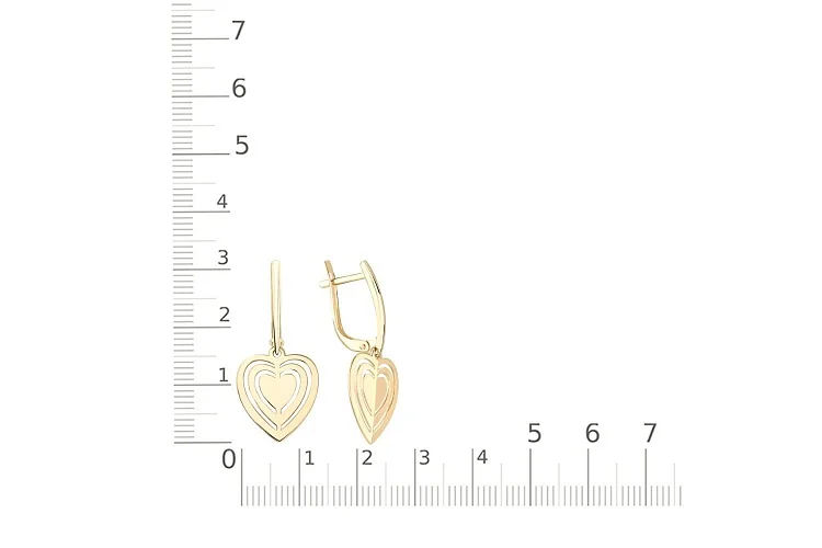 Серьги Сердца из жёлтого золота без вставок