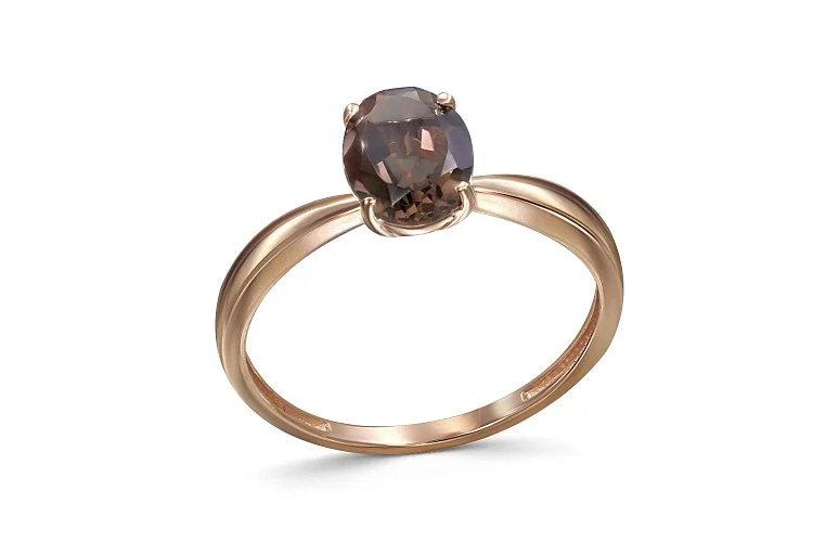 Кольцо из красного золота с раухтопазом