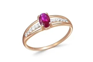 Кольцо из красного золота с рубином и 10 бриллиантами