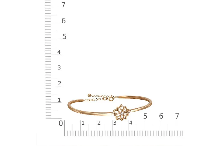 Браслет Цветок из красного золота с фианитом
