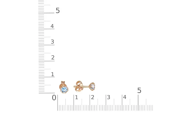 Серьги-пусеты из красного золота с 2 топазами sky