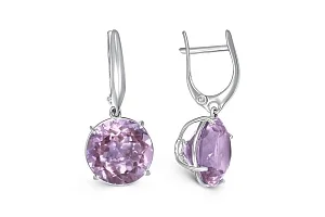Серьги из белого золота с 2 аметистами