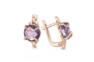 Серьги из красного золота с 2 аметистами
