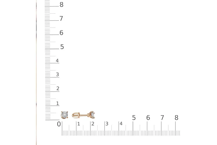 Серьги-пусеты из красного золота с 2 бриллиантами