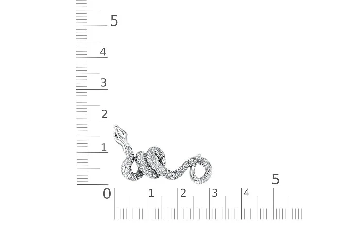Подвеска Змея из белого золота с 2 фианитами
