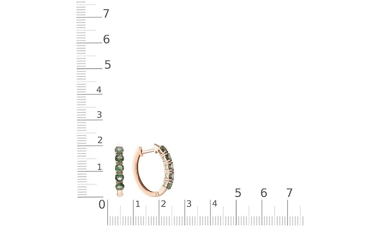 Серьги Дорожки из красного золота с 10 ситаллами