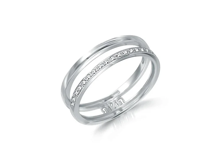 Кольцо Дорожка из белого золота с 19 фианитами
