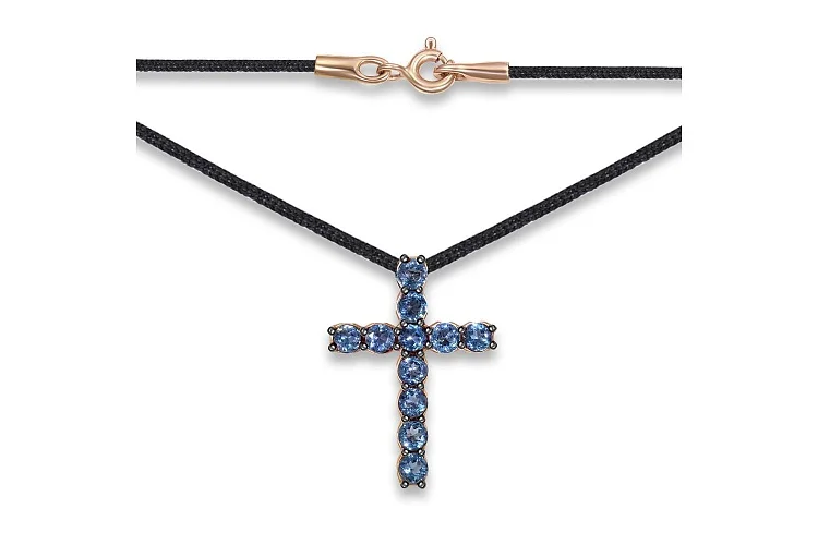 Колье Крест из красного золота с 11 топазами лондон