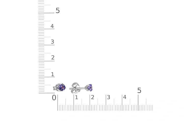 Серьги-пусеты из белого золота с 2 танзанитами