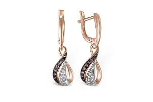 Серьги из красного золота с 42 фианитами