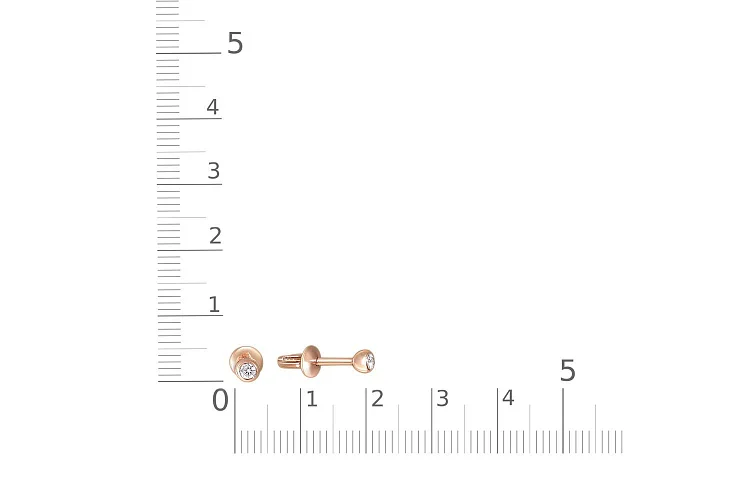 Серьги-пусеты из красного золота с 8 фианитами