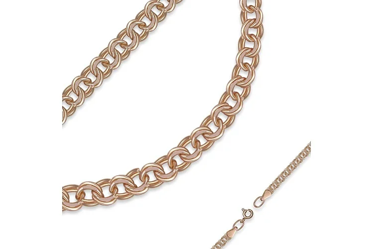 Цепь плетение гарибальди ⌀ нити 0,60 мм  из красного золота