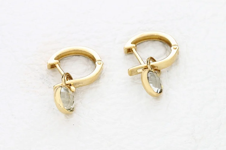 Серьги-трансформеры из жёлтого золота с 2 аметистами