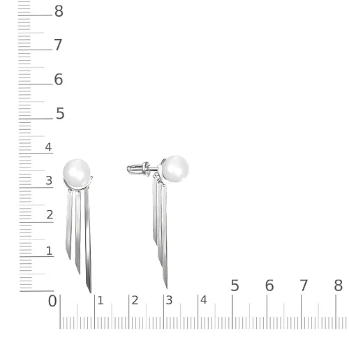 Серьги-пусеты из белого золота с 2 жемчужинами