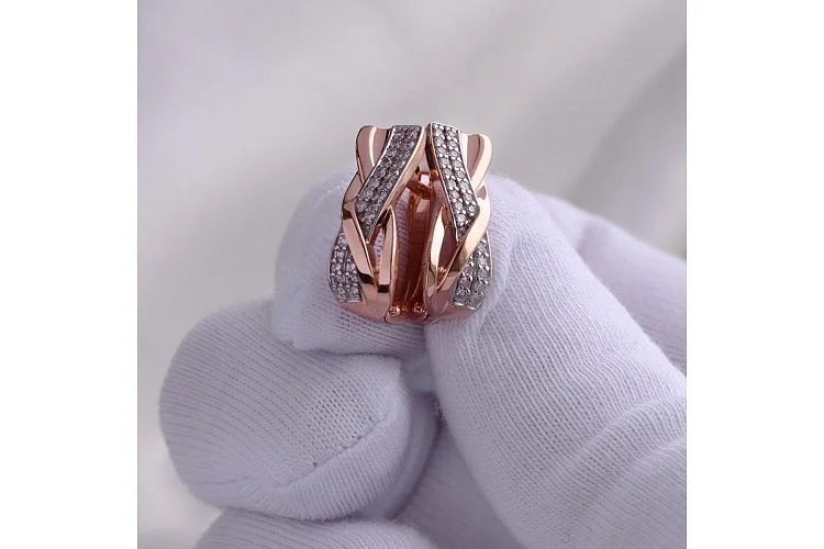 Серьги из красного золота с 50 бриллиантами