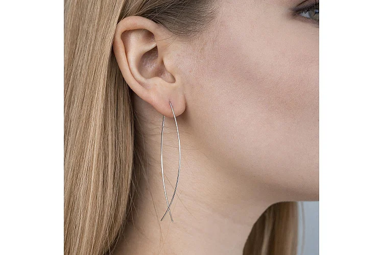 Серьги протяжки из белого золота без вставок