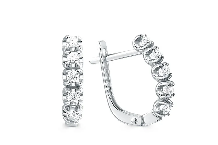 Серьги Дорожки из белого золота с 10 муассанитами