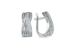 Серьги из белого золота с 50 фианитами