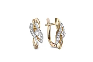 Серьги из жёлтого золота с 26 фианитами