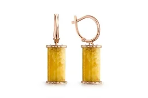 Серьги из красного золота с янтарём