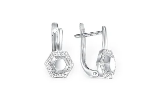 Серьги из белого золота с 36 фианитами