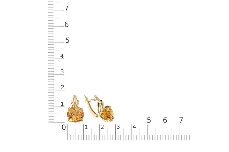 Серьги из жёлтого золота с 2 цитринами