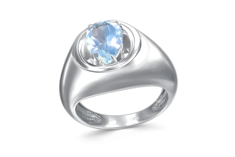Кольцо из белого золота с топазом sky