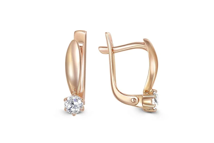 Серьги из красного золота с 2 бриллиантами