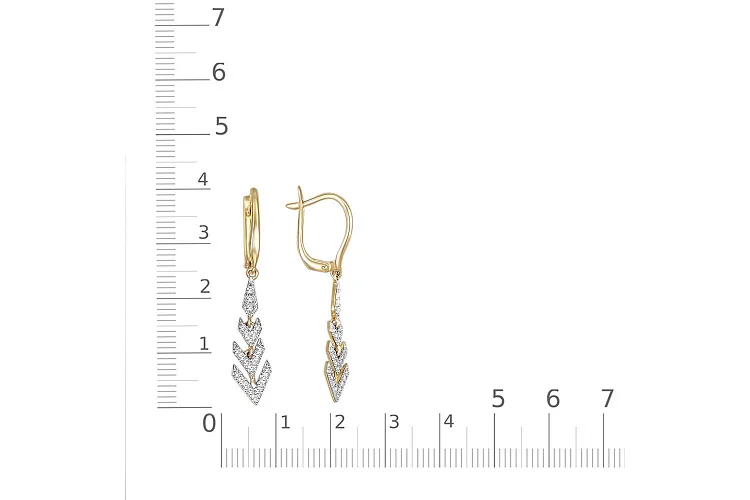 Серьги из жёлтого золота с 48 фианитами