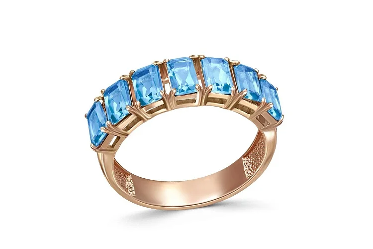 Кольцо Дорожка из красного золота с 7 топазами swiss