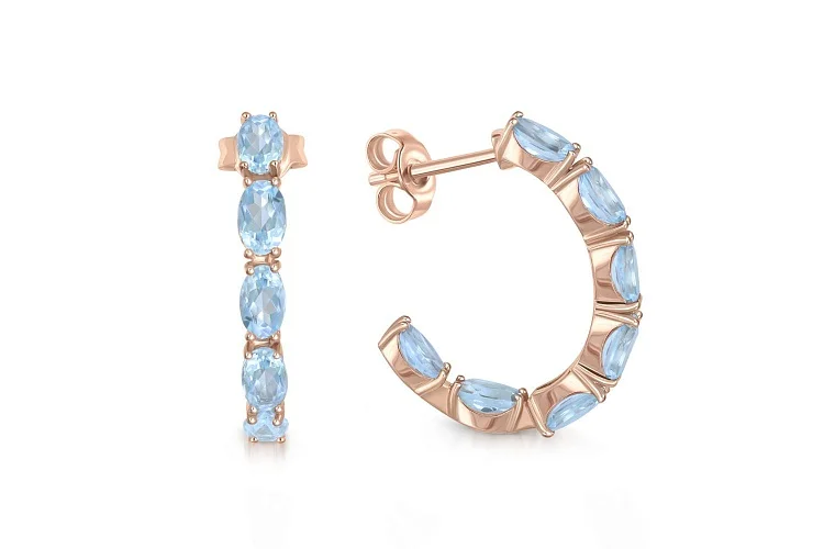 Серьги-пусеты из красного золота с 14 топазами sky