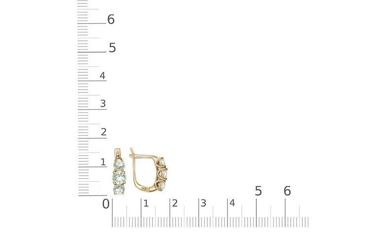 Серьги из жёлтого золота с 6 аметистами