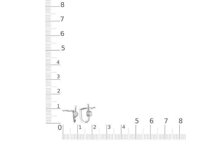 Серьги-пусеты из белого золота с 2 фианитами