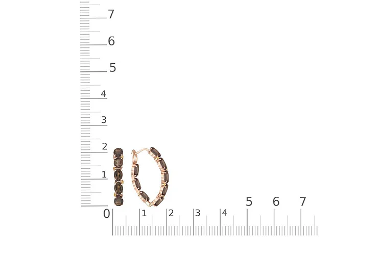 Серьги из красного золота с 16 раухтопазами и 8 цитринами