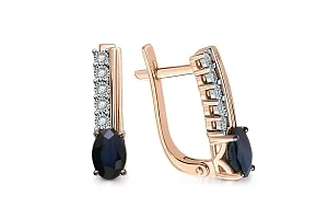 Серьги из красного золота с 2 сапфирами и 10 бриллиантами