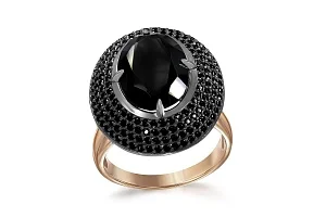 Кольцо из красного золота с агатом и 184 фианитами