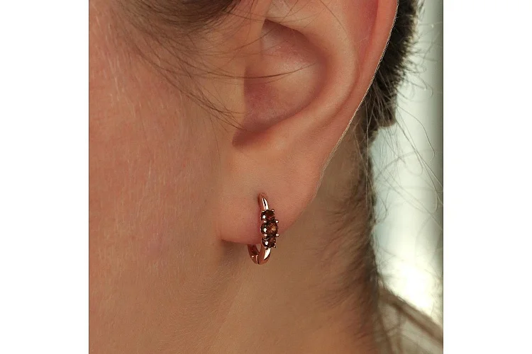 Серьги из красного золота с 6 раухтопазами