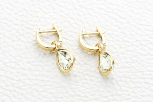 Серьги-трансформеры из жёлтого золота с 2 аметистами