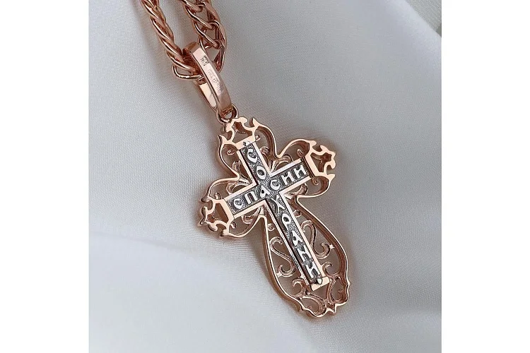 Крест из красного золота без вставок