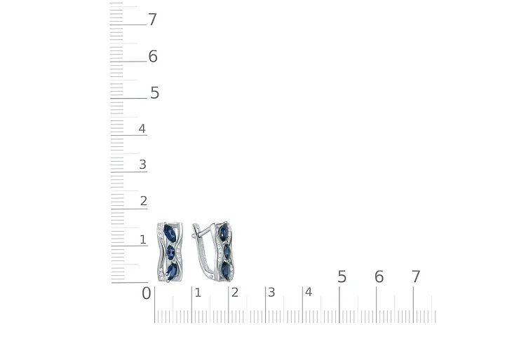 Серьги из белого золота с 6 корундами и 20 бриллиантами