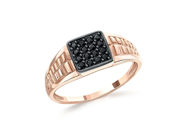 Печатка из красного золота с 16 фианитами