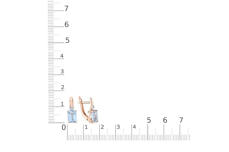 Серьги из красного золота с 2 топазами sky и 6 бриллиантами