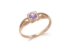 Кольцо из красного золота с аметистом
