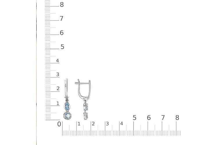 Серьги из белого золота с 4 топазами swiss